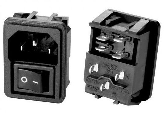 IEC 60320 C14 3PIN Electrical AC Power Plugs Female Sockets 15A 250V AC Screw Mount With ON-OFF Switch
