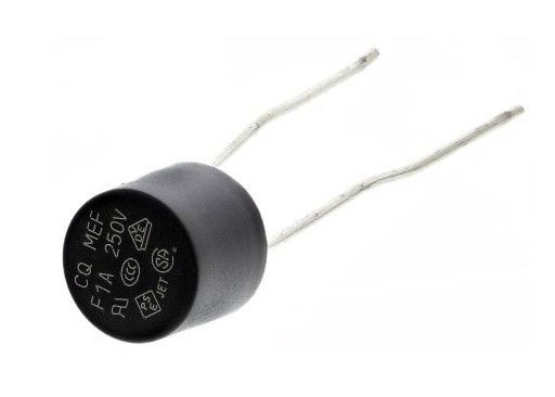 Fast Acting Cylindrical Plastic Cap Subminiature Fuse MEF 001 F1A 250V 8.35x7.7mm VDE With Tape Bulk Package